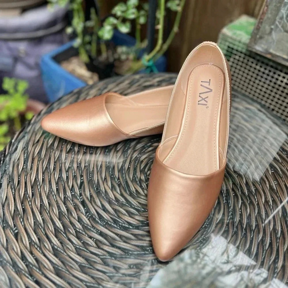 TAXI Alexia Pointed Toe Flats Rose Gold - Picture 3 of 13